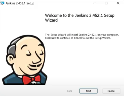 Jenkins 2.452.1 Setup Wizard welcome screen with Jenkins logo